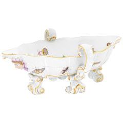 Sauce-boat with flowers and insects after Merian, L 25,5 cm