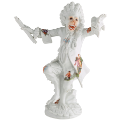 Monkey Orchestra Conductor, Figurine painting after Watteau, coloured, H 17,5 cm