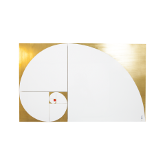 Wall plaque depicting "Fibonacci - the perfect rectangle", 58 x 93 cm
