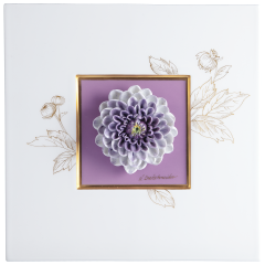 Wall painting with Dahlia, Violett background, sign. H. Bretschneider, H 23 cm