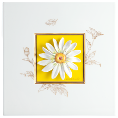 Wall painting with Marguerite, Yellow backround, sign. H. Bretschneider, H 23 cm