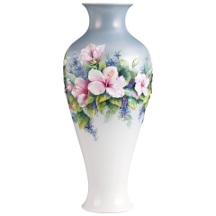 Vase sprigged with flowering hibiscus, H 46 cm