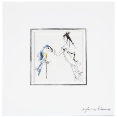 Wall picture, Female dancer with parrot, 23 x 23 cm