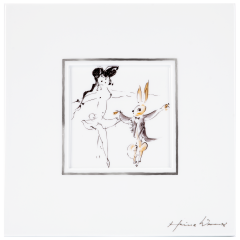 Wall picture, Female dancer with hare in tails, 23 x 23 cm