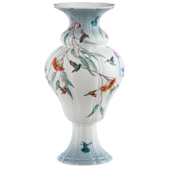 Basked-weave vase "Hummingbirds", H 38 cm