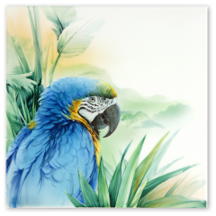 Wall Painting Amazon - Indigo Macaw, Lim. 25, 30 x 30 cm