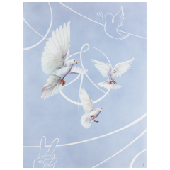 Wall painting, Peace Doves II, 80 x 60 cm