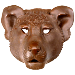Mask Lion, Red fine stoneware, special sign Limited Masterpieces, H 29 cm