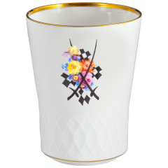 Champagne goblet, swords relief, Flowers and Chessboard Pattern, H 10,5 cm