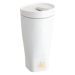 Coffee to go mug with porcelain lid, Shape "nova", Monogram, 2 letters, gold, V 0,35 l