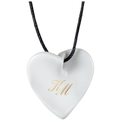 Pendant "Curved heart" with monogram (2 letters) in Gold, 2,5 x 2,5 cm
