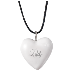 Pendant "Heart size L" with monogram (2 letters) in Platinum, 2,4 x 2 cm