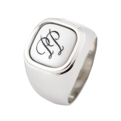 Master-Signet Ring square with monogram (2 letters) in black, 925 sterling silver