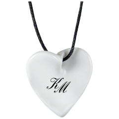 Pendant "Curved heart" with monogram (2 letters) in Black, 2,5 x 2,5 cm