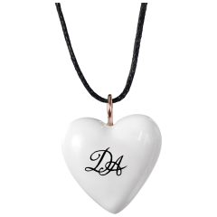 Pendant "Heart size L" with monogram (2 letters) in Black, 2,4 x 2 cm