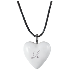 Pendant "Heart size M" with monogram (1 letter) in Platinum, 2,2 x 1,8 cm