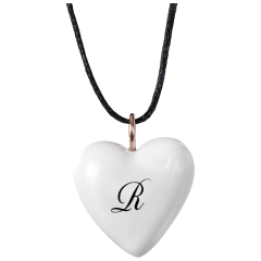 Pendant "Heart size L" with monogram (1 letter) in Black, 2,4 x 2 cm
