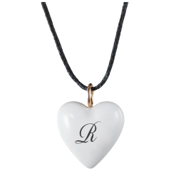 Pendant "Heart size M" with monogram (1 letter) in Black, 2,2 x 1,8 cm