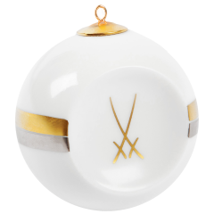 Ball, Golden and platinum ribbon, Trademark MEISSEN, gold, H 5 cm