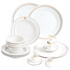 Dinner set, 20-pcs for 4 persons, Swords Luxury Gold, swords medallion, gold rim