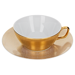 Tea cup & saucer, Shape "MEISSEN® Cosmopolitan", Mesh, gold, V 0,2 l