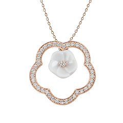 Necklace Royal Blossom Frame, 750 rose gold, 1 porcelain blossom S, 41 Brilliants approx 0,50 carats TW VSI, length 45/42cm