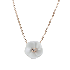 Necklace Royal Blossom Basic, 750 rose gold, 1 porcelain blossom S with 1 brilliant 0,02 ct, TW, VSI, full cut good, length 45cm