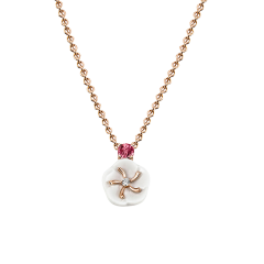 Necklace Royal Blossom Gem "Turmalin", 750 rose gold, 1 porcelain blossom, 1 Brill 0,04 ct VS fw