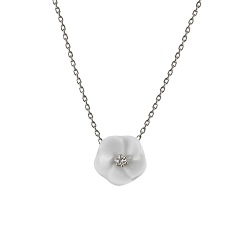 Necklace Royal Blossom Basic, 750 white gold, 1 porcelain blossom S with 1 brilliant 0,02 ct, TW, VSI, full cut good, length 45cm