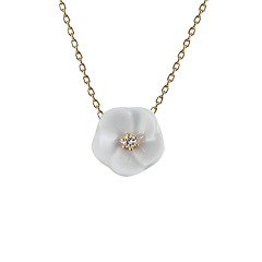 Necklace Royal Blossom Basic, 750 yellow gold, 1 porcelain blossom S with 1 brilliant 0,02 ct, TW, VSI, full cut good, length 45cm