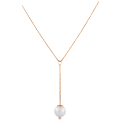 Necklace Pearl Collection Pure White long, 750 rose gold, composed of necklace, length 63 cm, variable eylet at 60 cm and pendant