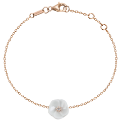 Bracelet Royal Blossom Basic,  750 rose gold, 1 porcelain blossom S with 1 brilliant 0,02 ct, TW, VSI, full cut good, length 19cm