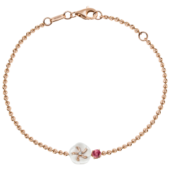 Bracelet Royal Blossom Gem "Tourmaline Pink"; 750 rose gold, 1 porcelain blossom S, 1 Tourmaline Pink 0,28 ct, 1 brilliant 0,02 ct