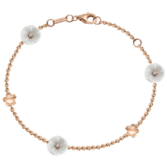 Bracelet Royal Blossom Bouquet, 750 rose gold, 5 Blossoms S/XS, 3 porcelain blossoms S, 3 brilliants 0,06 ct, TW, VSI, 2 gold blos