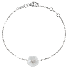 Bracelet Royal Blossom Basic,  750 white gold, 1 porcelain blossom S with 1 brilliant 0,02 ct, TW, VSI, full cut good, length 19cm