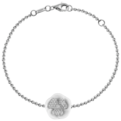 Bracelet Royal Blossom Pavé, 750 white gold, 1 blossom pavé, 1 porcelain blossom M,  49 brilliants 0,224 ct, TW, VSI, full cut goo
