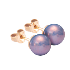Ear studs Pearl Collection Lilac, 750 rose gold, 2 porcelain pearls 8mm each