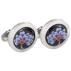 Cufflinks Blue Blossom, 925 sterling silver