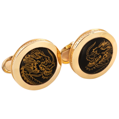 Cufflinks Fortune Dragon, 925 silver yellow plated