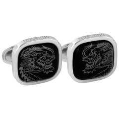 Cufflinks Fortune Dragon in Platinum, 925 sterling silver