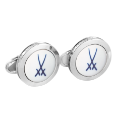 Cufflinks Trademark Swords in cobalt blue, 925 sterling silver, 2,2 x 4 cm