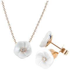 Set Royal Blossom Basic Earrings & Collier, 750 rose gold