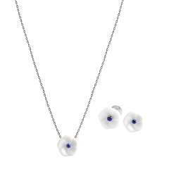 Set Royal Blossom Basic Sapphire Earrings & Collier, 750 white gold