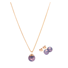 Set Pearl Collection Lilac, Earrings & Collier 45 cm, 750 rose gold