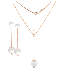 Set Pearl Collection Pure White, Earrings & Collier 63 cm, 750 rose gold