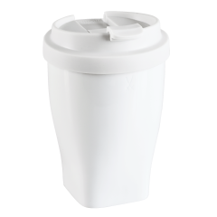 Coffee to go mug with plastic lid, small, Shape "nova", white, V 0,35 l