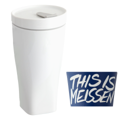 Coffee to go mug with porcelain lid and cuff, Shape "nova", white, V 0,35 l