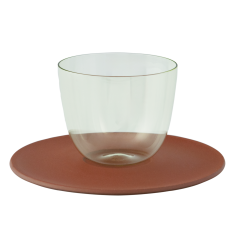 Espresso cup & saucer, LOBMEYR, "Alpha light green", Boettger Stonewear, V 0,1 l