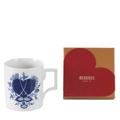 Chocolate set, 2-pcs, Neuhaus heart chocolate, Mug, "Blue Passion", shape "Berlin", V 0,25 l