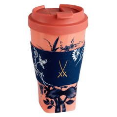 Coffee to go mug with plastic lid and cuff, Shape "nova", "The Original", red V 0,35 l